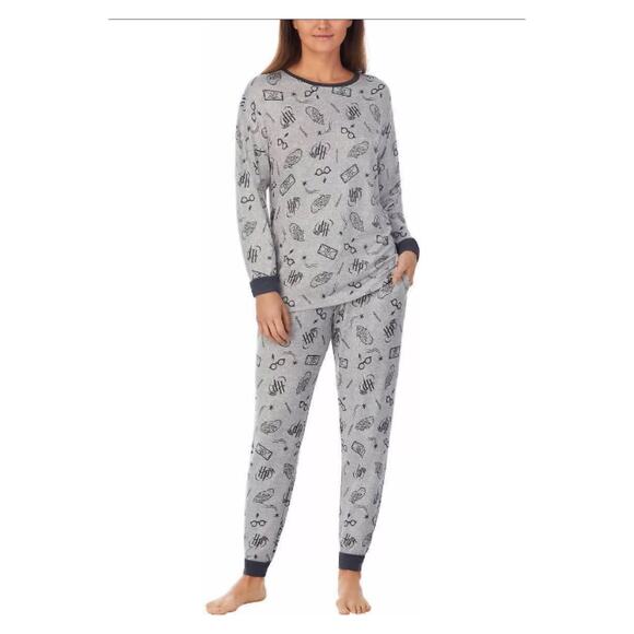 The Wizarding World Of Harry Potter Gray Icon Print Pajama Set Sz.XL - Picture 1 of 15